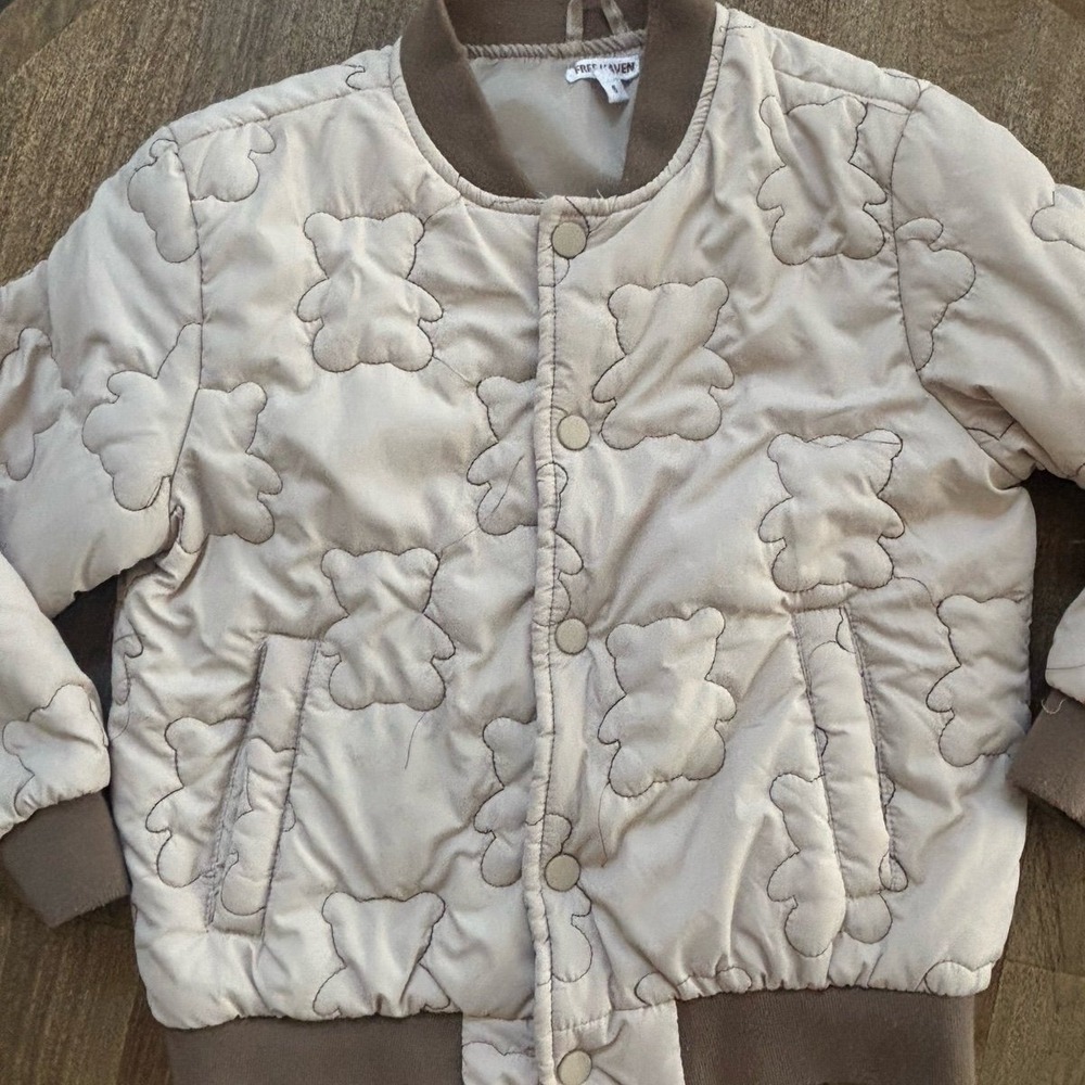 Quilted Teddy Bear Bomber Jacket Kids Fall Winter Jackets S 6